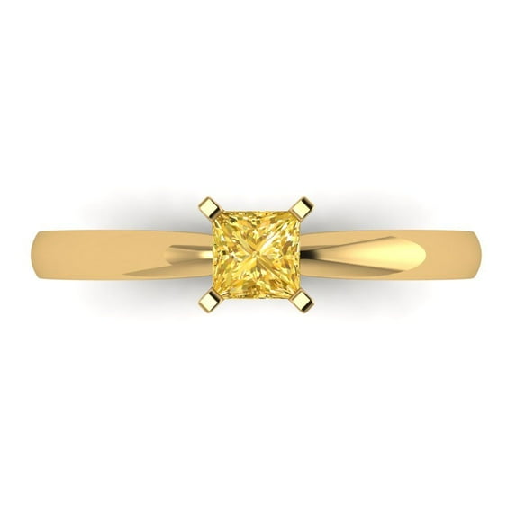 0.5 ct Princess Cut Natural Citrine Solitaire Engagement Ring for Women in 18K Yellow Gold