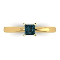 0.5 ctw Solitaire Anniversary Ring for Women | Princess Cut Natural London Blue Topaz | Hyperallergenic Solid 18K Yellow Gold