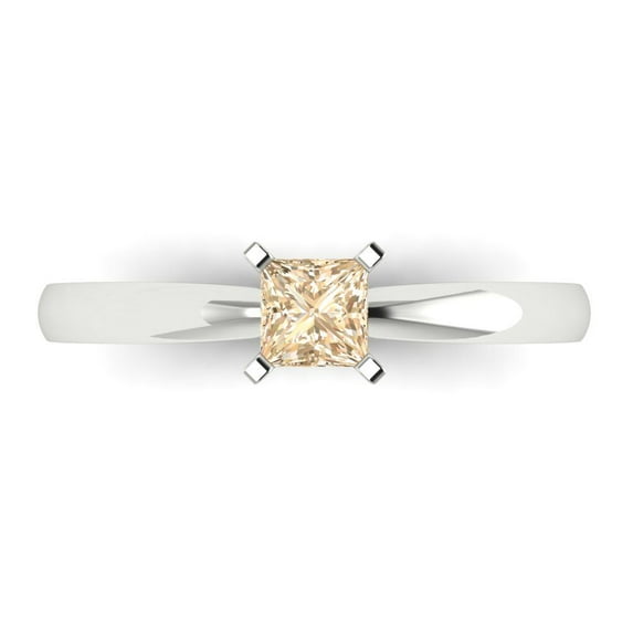 0.5 ct Princess Cut Natural Morganite Solitaire Engagement Ring for Women in 18K White Gold