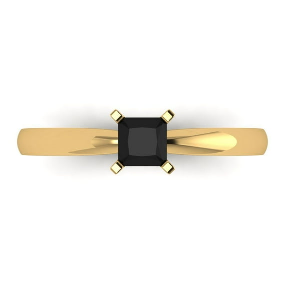 0.5 ct Princess Cut Natural Onyx Solitaire Engagement Ring for Women in 18K Yellow Gold