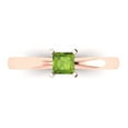 thumbnail image 1 of 0.5 ctw Solitaire Anniversary Ring for Women | Princess Cut Natural Peridot | Hyperallergenic Solid 18K Rose Gold, 1 of 5