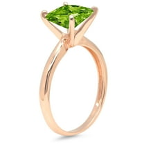 0.5 ct Princess Cut Natural Peridot Solitaire Engagement Ring for Women in 18K Rose Gold