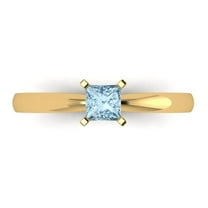 0.5 ctw Solitaire Anniversary Ring for Women | Princess Cut Natural Swiss Blue Topaz | Hyperallergenic Solid 18K Yellow Gold