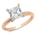 thumbnail image 1 of 0.5 ct Princess Cut Real Genuine Natural Diamond SI1-SI2 J-K 18K Rose Gold Solitaire Promise Wedding Statement Engagement Designer Ring size 3.5, 1 of 7