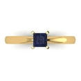 thumbnail image 1 of 0.5 ctw Solitaire Anniversary Ring for Women | Princess Cut Simulated Blue Sapphire | Hyperallergenic Solid 18K Yellow Gold, 1 of 5