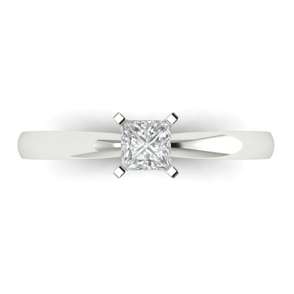 0.5 ct Princess Cut Simulated Diamond Solitaire 14K White Gold Womens Engagement Ring