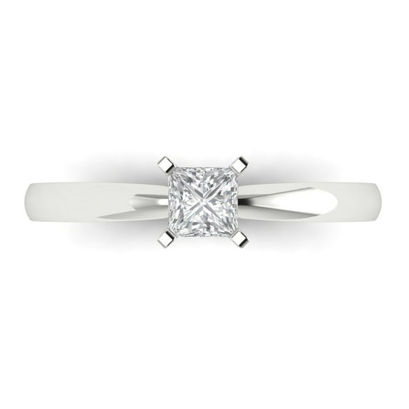 0.5 ct Princess Cut Simulated Diamond Solitaire 14K White Gold Womens Engagement Ring