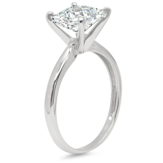 0.5 ct Princess Cut Simulated Diamond Solitaire Engagement Ring for Women in 18K White Gold