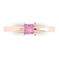 thumbnail image 1 of 0.5 ctw Solitaire Anniversary Ring for Women | Princess Cut Simulated Pink Diamond | Hyperallergenic Solid 18K Rose Gold, 1 of 5
