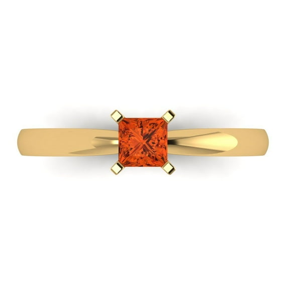 0.5 ct Princess Cut Simulated Red Diamond Solitaire Engagement Ring for Women in 18K Yellow Gold