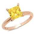 thumbnail image 1 of 0.5 ct Princess Cut Simulated Yellow Diamond Solitaire 14K Rose Gold Womens Engagement Ring, 1 of 3