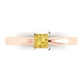 thumbnail image 1 of 0.5 ct Princess Cut Simulated Yellow Diamond Solitaire 18K Rose Gold Womens Engagement Ring, 1 of 5