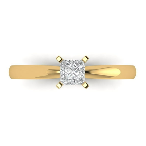 Clara Pucci 14K Yellow Gold 0.5ct WhiteSapphire Solitaire Ring for Women