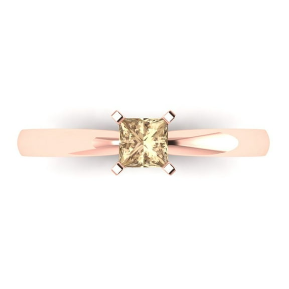 0.5 ct Princess Cut Yellow Moissanite Solitaire Engagement Ring for Women in 14K Rose Gold