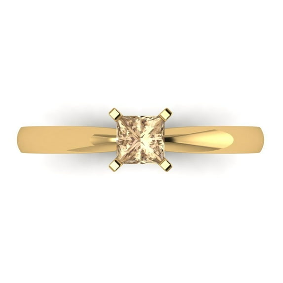 Clara Pucci 14K Yellow Gold 0.5ct YellowMoissanite Solitaire Ring for Women