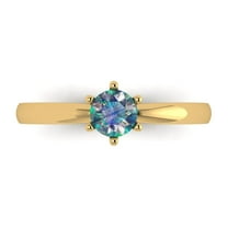 0.5 ctw Solitaire Anniversary Ring for Women | Round Cut Blue Moissanite | Hyperallergenic Solid 14K Yellow Gold
