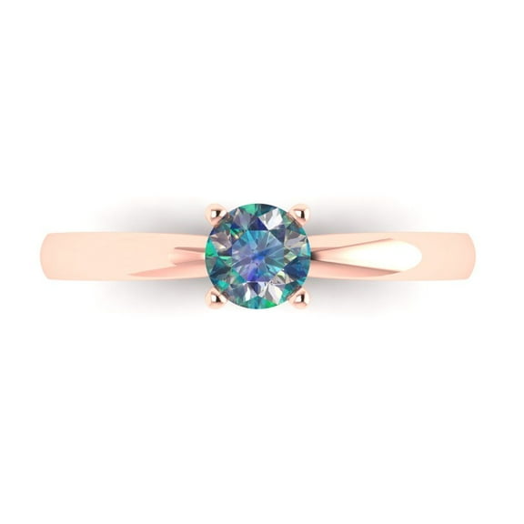 0.5 ct Round Cut Blue Moissanite Solitaire Engagement Ring for Women in 14K Rose Gold