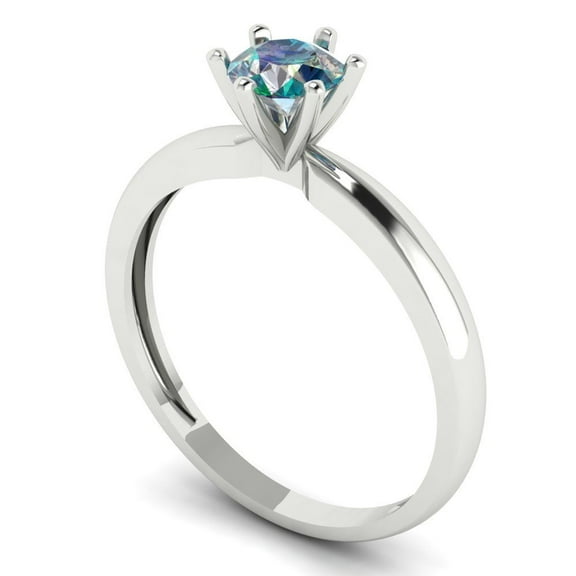 0.5 ct Round Cut Blue Moissanite Solitaire Engagement Ring for Women in 18K White Gold