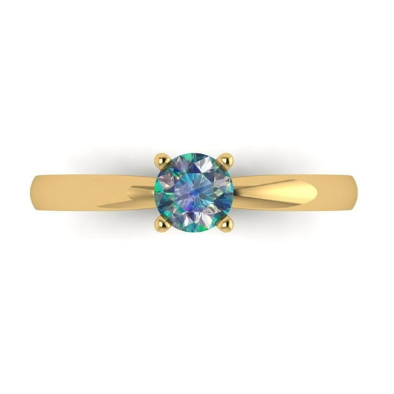 0.5 ct Round Cut Blue Moissanite Solitaire Engagement Ring for Women in 18K Yellow Gold