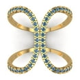 thumbnail image 1 of 0.5 ct Round Cut Blue Moissanite Statement 14K Yellow Gold Womens Engagement Ring, 1 of 5