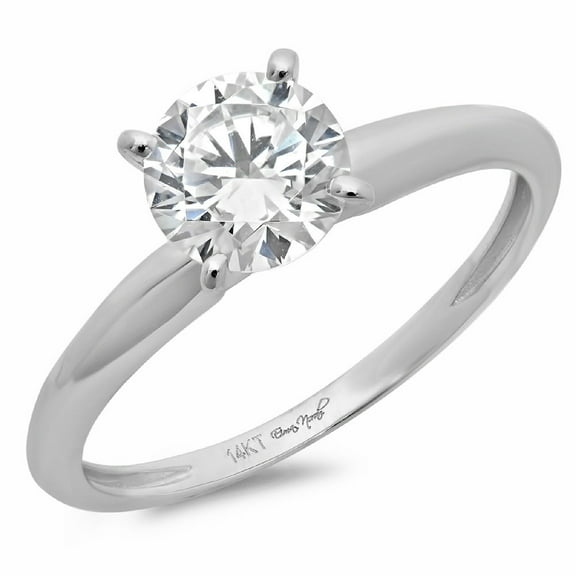 0.5 ct Round Cut Moissanite Solitaire 14K White Gold Womens Engagement Ring