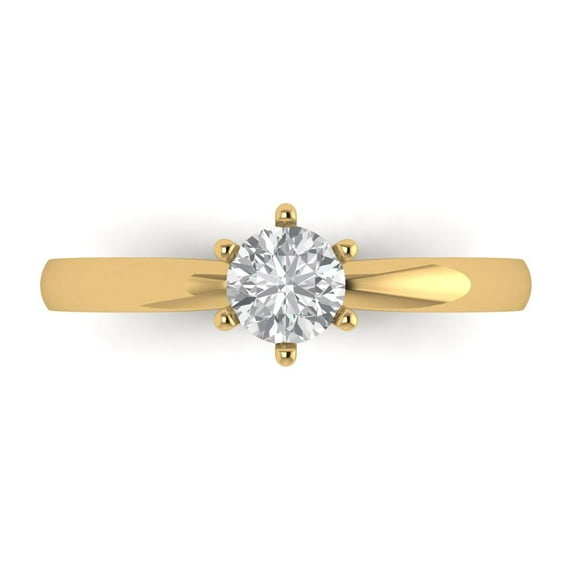 Clara Pucci 14K Yellow Gold Solid Gold Moissanite Solitaire Anniversary Ring for Women - 0.5 cttw Round Cut