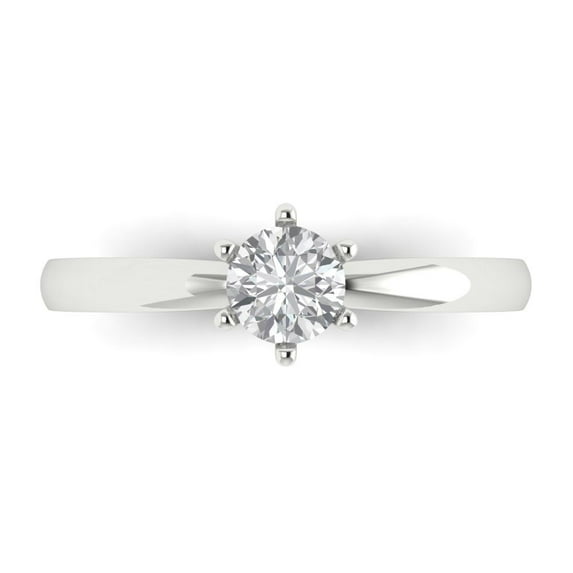 0.5 ct Round Cut Moissanite Solitaire 18K White Gold Womens Engagement Ring