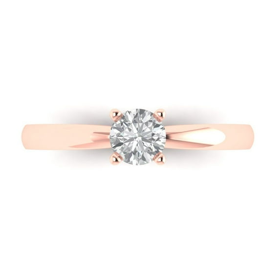 Clara Pucci 14K Rose Gold 0.5ct Moissanite Solitaire Ring for Women
