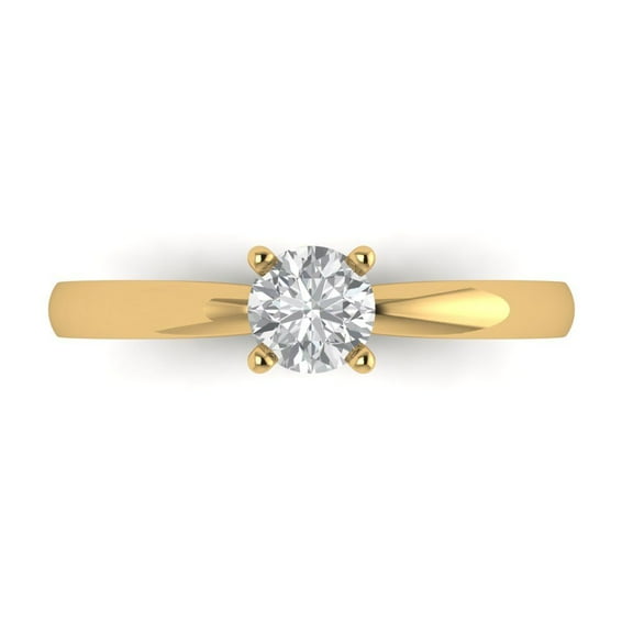 0.5 ct Round Cut Moissanite Solitaire Engagement Ring for Women in 14K Yellow Gold
