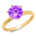 thumbnail image 1 of 0.5 ct Round Cut Natural Amethyst Solitaire 14K Yellow Gold Womens Engagement Ring, 1 of 6