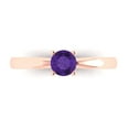 thumbnail image 1 of 0.5 ct Round Cut Natural Amethyst Solitaire 18K Rose Gold Womens Engagement Ring, 1 of 5