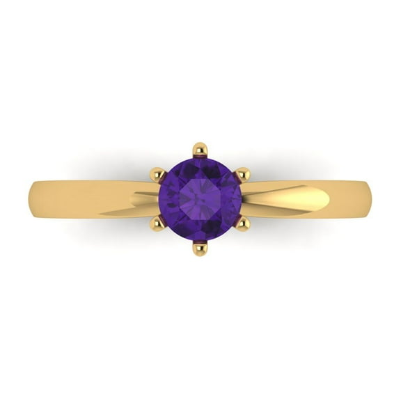0.5 ct Round Cut Natural Amethyst Solitaire Engagement Ring for Women in 14K Yellow Gold