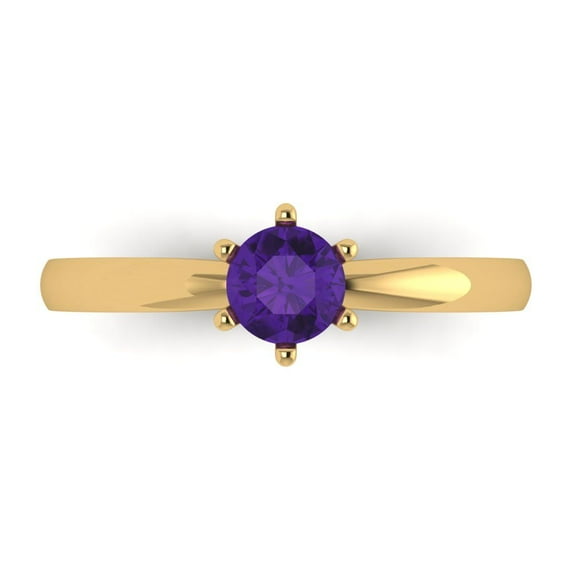 0.5 ct Round Cut Natural Amethyst Solitaire Engagement Ring for Women in 18K Yellow Gold