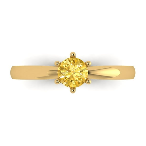 0.5 ct Round Cut Natural Citrine Solitaire 14K Yellow Gold Womens Engagement Ring