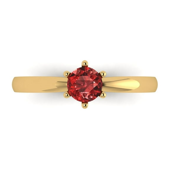 0.5 ctw Solitaire Anniversary Ring for Women | Round Cut Natural Garnet | Hyperallergenic Solid 14K Yellow Gold