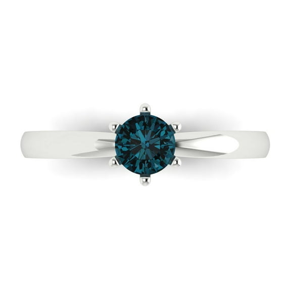 Solitaire Engagement Ring for Women - 0.5ct Natural London Blue Topaz in 14K White Gold Promise Ring