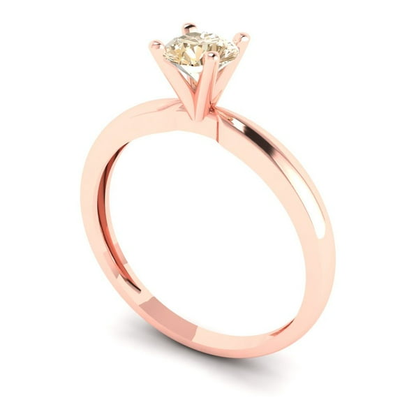 0.5 ct Brilliant Round Cut VVS1 Natural Morganite 14k Rose Solid Gold Solitaire Wedding Bridal Anniversary Engagement Ring size 10.25