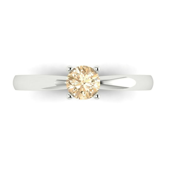 0.5 ctw Solitaire Anniversary Ring for Women | Round Cut Natural Morganite | Hyperallergenic Solid 14K White Gold