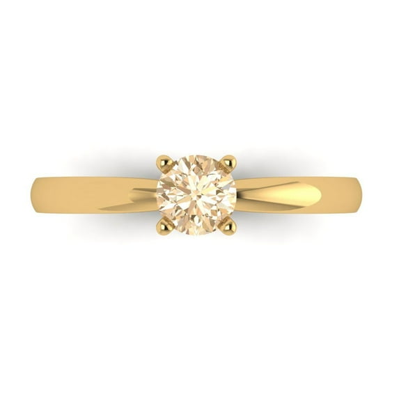 0.5 ctw Solitaire Anniversary Ring for Women | Round Cut Natural Morganite | Hyperallergenic Solid 18K Yellow Gold