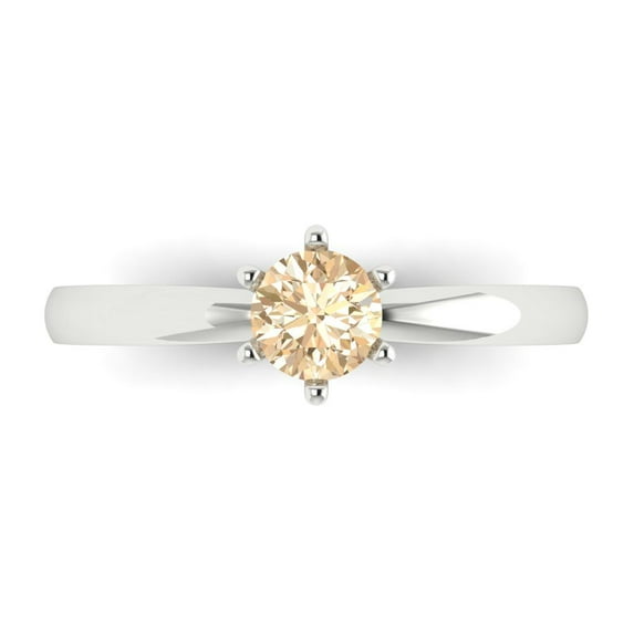 0.5 ct Round Cut Natural Morganite Solitaire Engagement Ring for Women in 18K White Gold