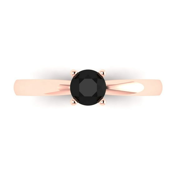 0.5 ctw Solitaire Anniversary Ring for Women | Round Cut Natural Onyx | Hyperallergenic Solid 14K Rose Gold