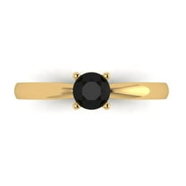 0.5 ctw Solitaire Anniversary Ring for Women | Round Cut Natural Onyx | Hyperallergenic Solid 18K Yellow Gold