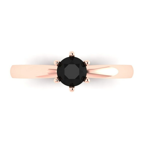 0.5 ct Round Cut Natural Onyx Solitaire Engagement Ring for Women in 18K Rose Gold