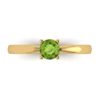 0.5 ctw Solitaire Anniversary Ring for Women | Round Cut Natural Peridot | Hyperallergenic Solid 14K Yellow Gold