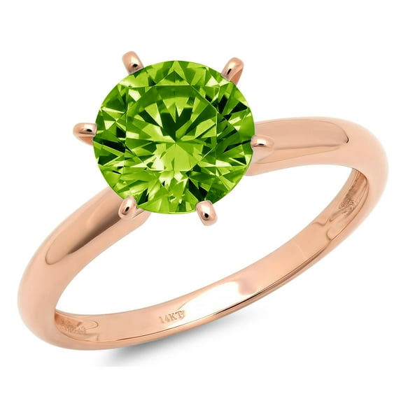 0.5 ct Round Cut Natural Peridot Solitaire 18K Rose Gold Womens Engagement Ring