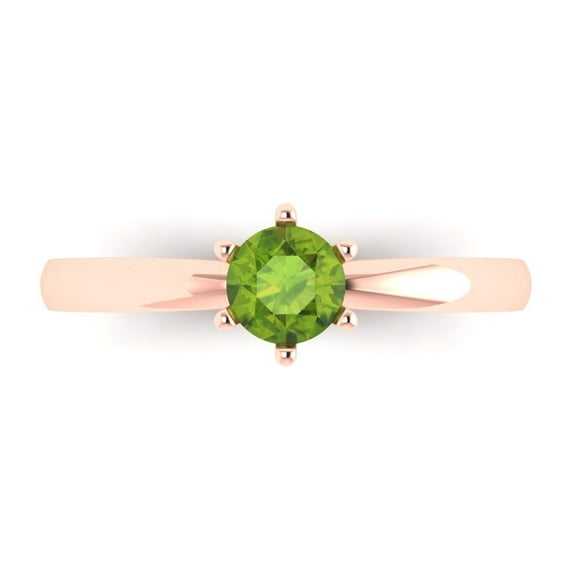 0.5 ct Round Cut Natural Peridot Solitaire 18K Rose Gold Womens Engagement Ring
