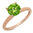 thumbnail image 1 of 0.5 ct Round Cut Natural Peridot Solitaire 18K Rose Gold Womens Engagement Ring, 1 of 4