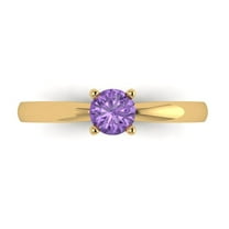 0.5 ctw Solitaire Anniversary Ring for Women | Round Cut Simulated Alexandrite | Hyperallergenic Solid 14K Yellow Gold