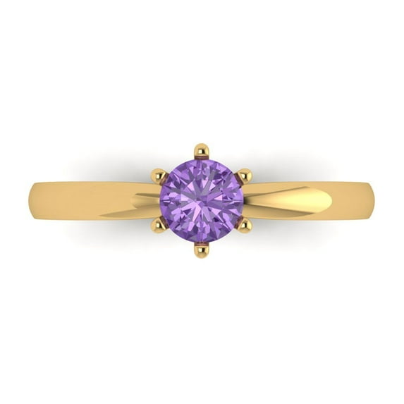 Clara Pucci 14K Yellow Gold 0.5ct Alexandrite Solitaire Ring for Women