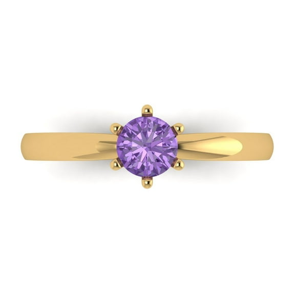 0.5 ct Round Cut Simulated Alexandrite Solitaire Engagement Ring for Women in 14K Yellow Gold